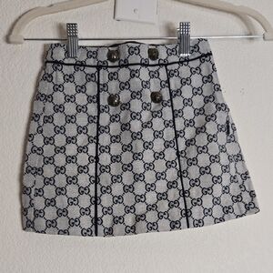 Gucci GIRLS Monogram Black and White Mini Skirt With CoA
